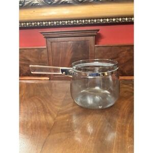 Vintage Pyrex Flameware Blue Tint Glass Saucepan Double Boiler Insert